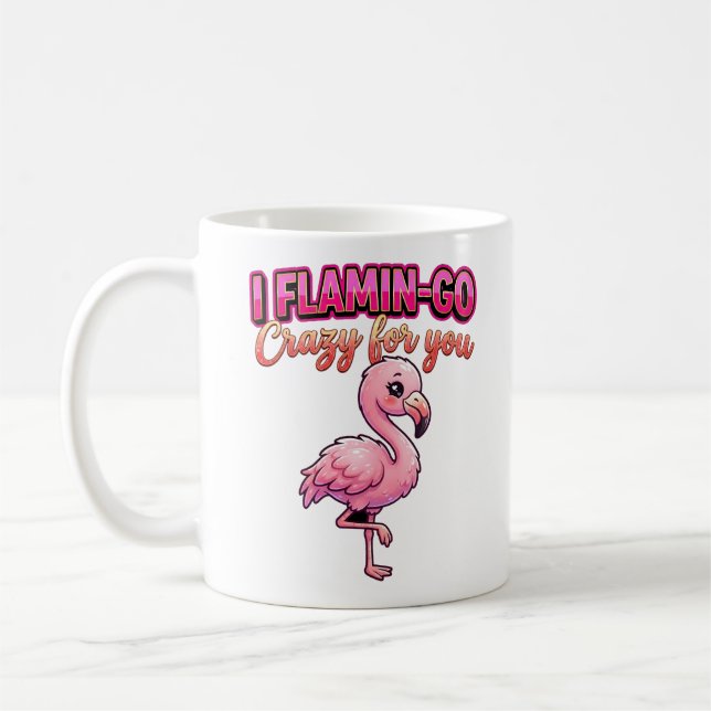 Caneca De Café Cute Valentine Flamingo–I Flamin-Go Crazy for You (Esquerda)
