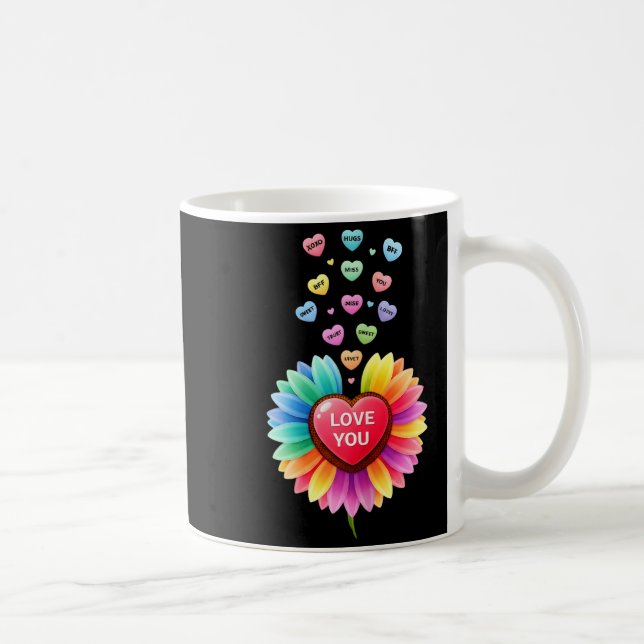 Caneca De Café Cute Valentine Love Sunflower Hearts Candy For Gir (Direita)