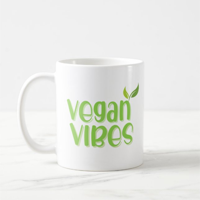 Caneca De Café Cute Vegan Vibes Funny Coffee Mug (Esquerda)