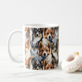 Caneca De Café Cute Watercolor Corgi Dog Pattern                 