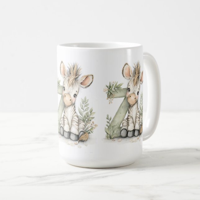 Caneca De Café Cute watercolour baby animal alphabet Zebra (Frente Esquerda)