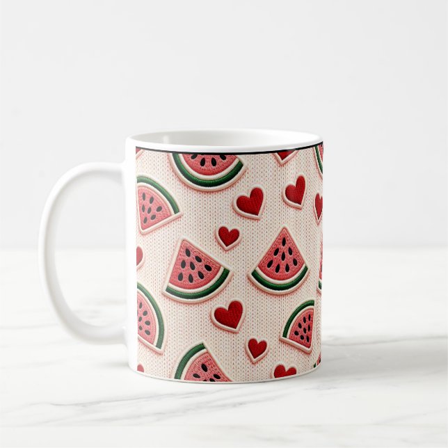 Caneca De Café Cute Watermelon and Hearts Pattern Coffee Mug - Sw (Esquerda)
