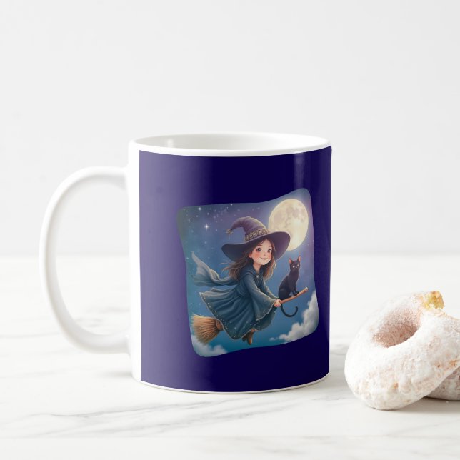 Caneca De Café Cute Witch With Cat Mug (Com Donut)