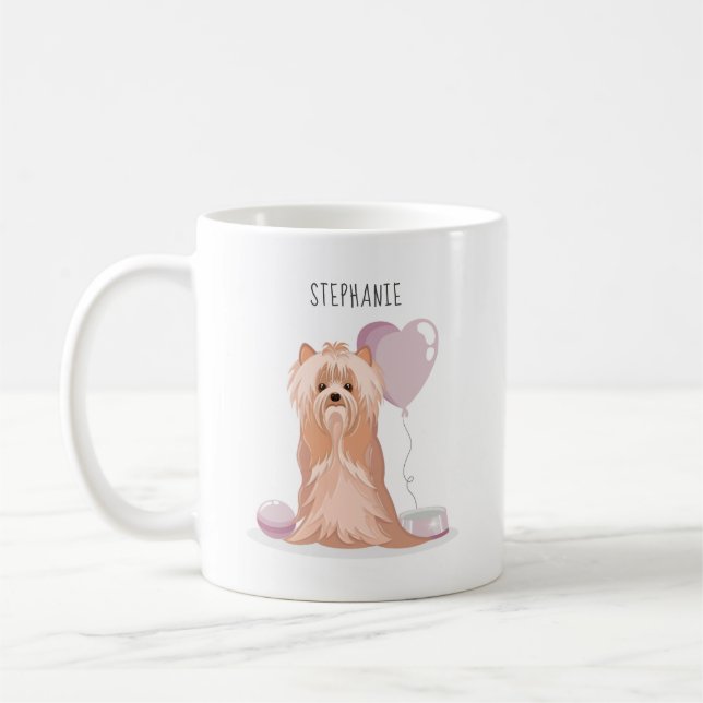 Caneca De Café Cute Yorkshire Terrier Birthday (Esquerda)