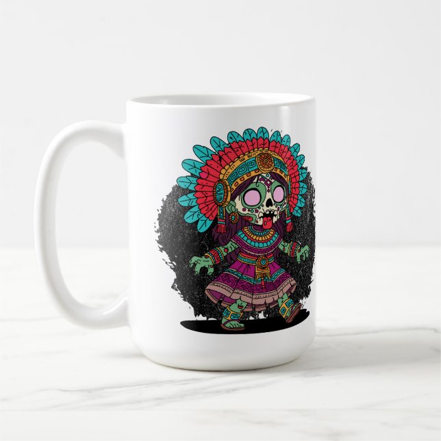 Caneca De Café Cute Zumbi Asteca (Esquerda)