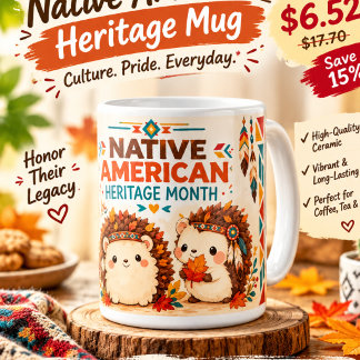 Caneca De Café Cuteouriço-cacheiro Mês da Herança Nativo American