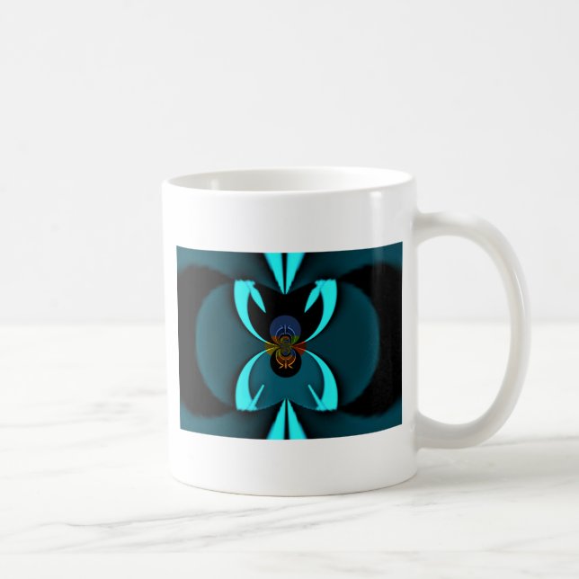 Caneca De Café Cyan Abstrato Art Impressão (Direita)