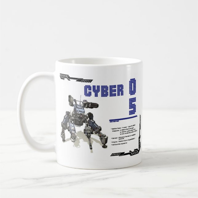 Caneca De Café Cyber 05 Mech Robot Design (Esquerda)