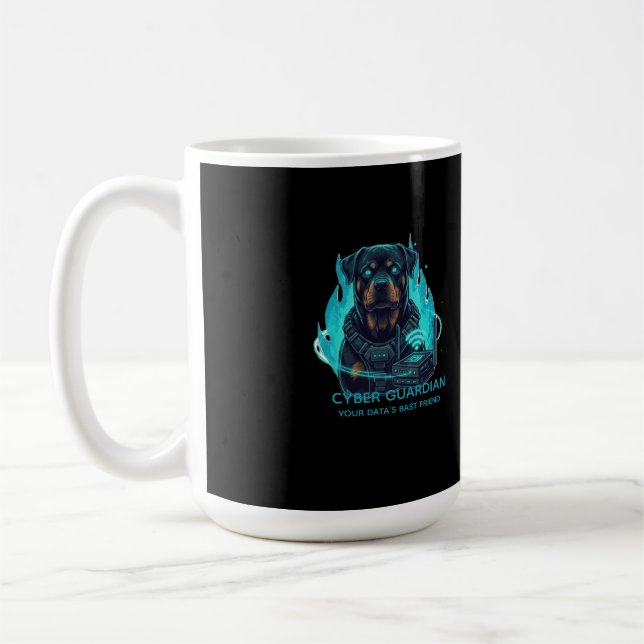 Caneca De Café Cyber Guardian Rottweiler Chama Azul - Alta Tecnol (Esquerda)