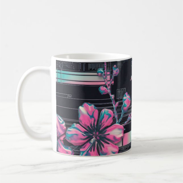 Caneca De Café Cyber Sakura Skyline (Esquerda)