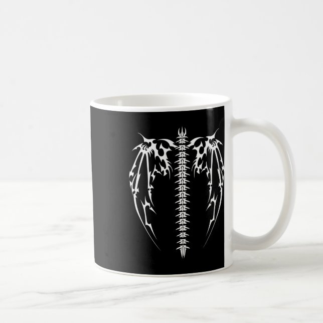 Caneca De Café Cyber Wings Tattoo Style Art Robotic Celtic Raven (Direita)