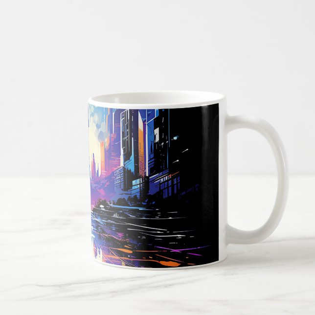 Caneca De Café Cyberpunk City Skyline (Direita)