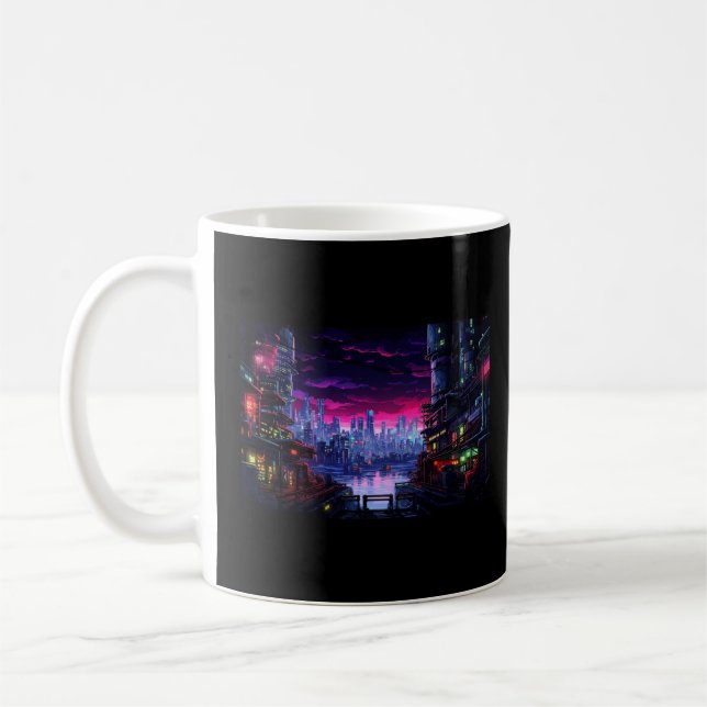 Caneca De Café Cyberpunk City Waterfront (Esquerda)
