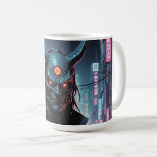 Caneca De Café Cyberpunk Demon Samurai