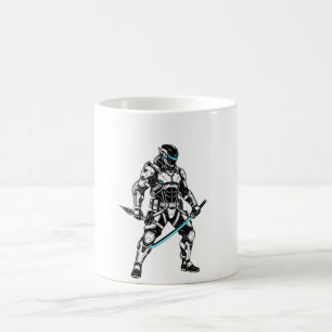 Caneca De Café Cyberpunk Mecha Shinobi Futurístico Cyber Ninja Gr