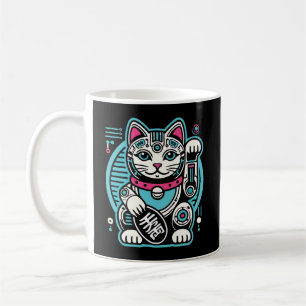 Caneca De Café Cyberpunk Robot Maneki Neko Lucky Cat, Dinheiro
