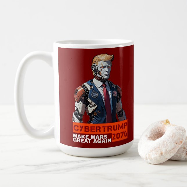 Caneca De Café CyberTrump 2076 | Tornar Excelente Marte Novamente (Com Donut)