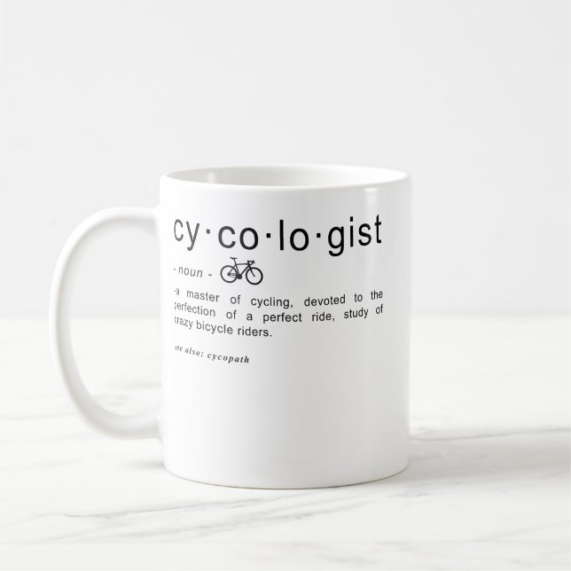 Caneca De Café Cycologist Definição Engraçado Viciado em Ciclismo (Esquerda)
