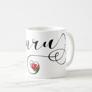 Caneca De Café Cymru Welsh Flag Em Heart, País De Gales