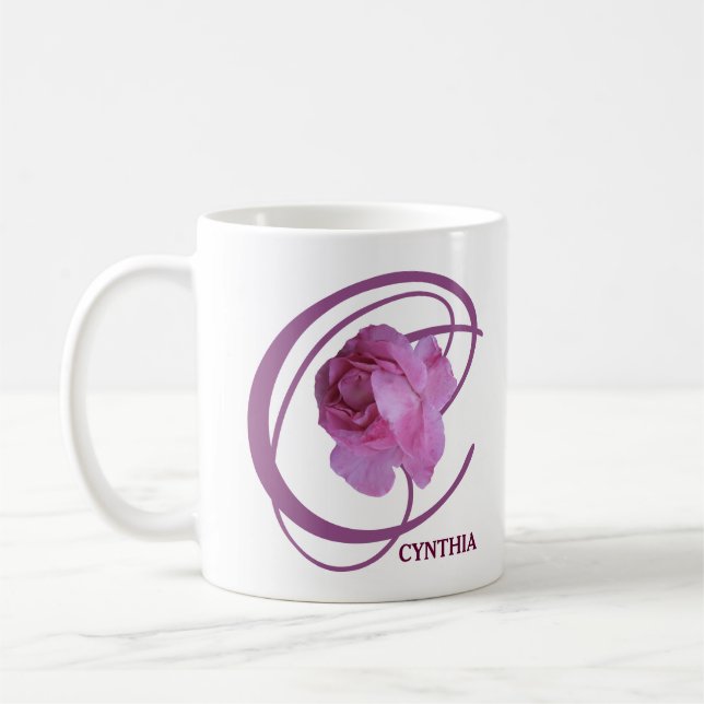 Caneca De Café Cynthia rosa rosa-rosa personalizável (Esquerda)