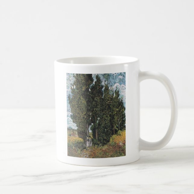 Caneca De Café Cypress Trees por Van Gogh (Direita)