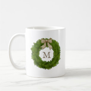 Caneca De Café Cypress Wreath Com Arco De Friso Monograma Persona