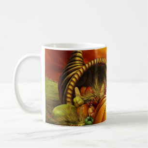 Caneca de café da acção de graças do Cornucopi