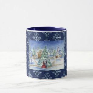 Caneca de Café da Aldeia de Natal Snowflake Presen