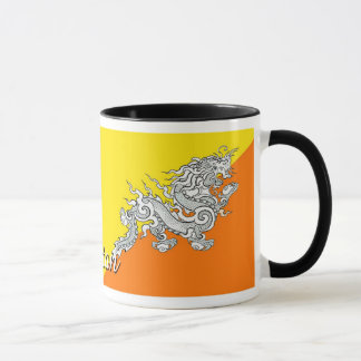 Caneca de café da bandeira de Bhutan