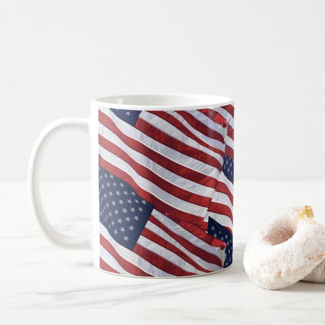 Caneca de café da bandeira dos EUA (Com Donut)