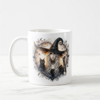 Caneca de Café da Bruxa e Gato Preto