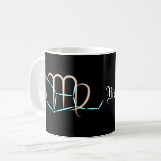 Caneca de Café da Constelação do Zodíaco Virgem (Frente Esquerda)