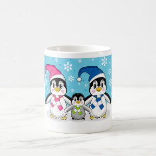 Caneca de café da família do pinguim