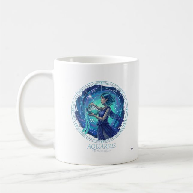 Caneca de Café da Galáxia Especial Aquário Zodíaco (Esquerda)