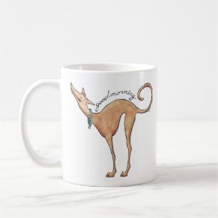 Caneca de café da ilustração do galgo do bom di