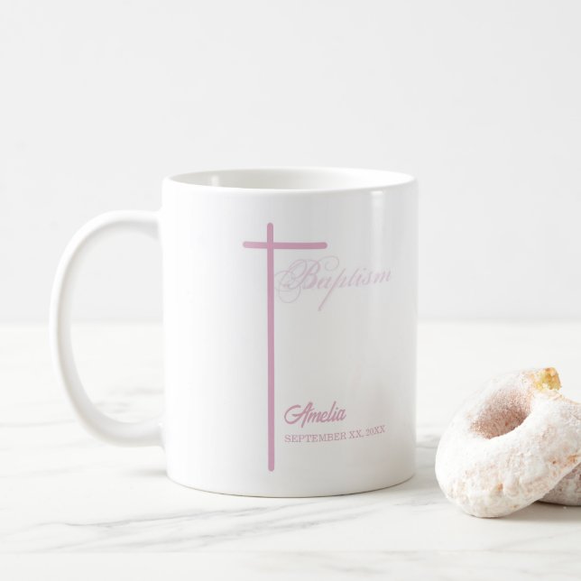 Caneca De Café Da madrinha no batismo da moça personalizada (Com Donut)