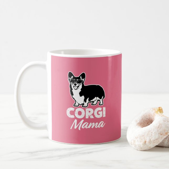 Caneca de café da mamã do Corgi (Com Donut)