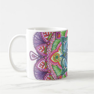Caneca de café da mandala do arco-íris
