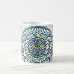 Caneca de café da mandala do pavão