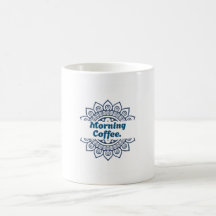 Caneca de Café da Manhã com Padrão Mandala Azul Di