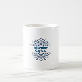 Caneca de Café da Manhã com Padrão Mandala Azul Di