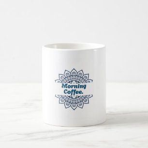 Caneca de Café da Manhã com Padrão Mandala Azul Di