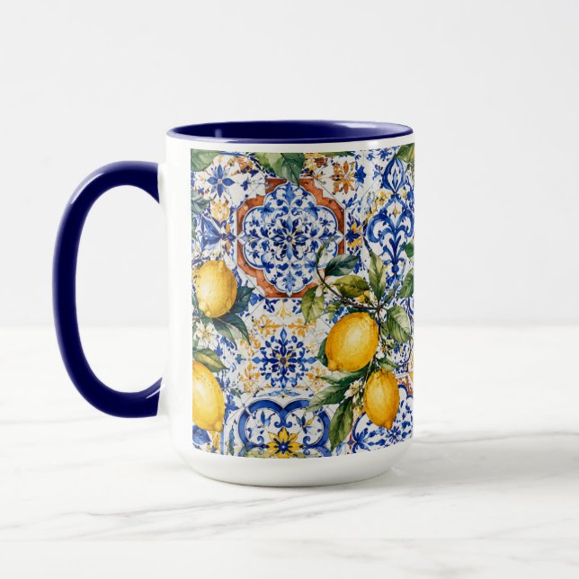 Caneca de Café da Manhã Estética de Limão Mediterr (Esquerda)
