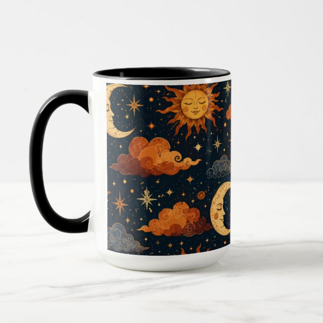 Caneca de Café da Manhã Retro Celestial Sol Lua Pr (Esquerda)