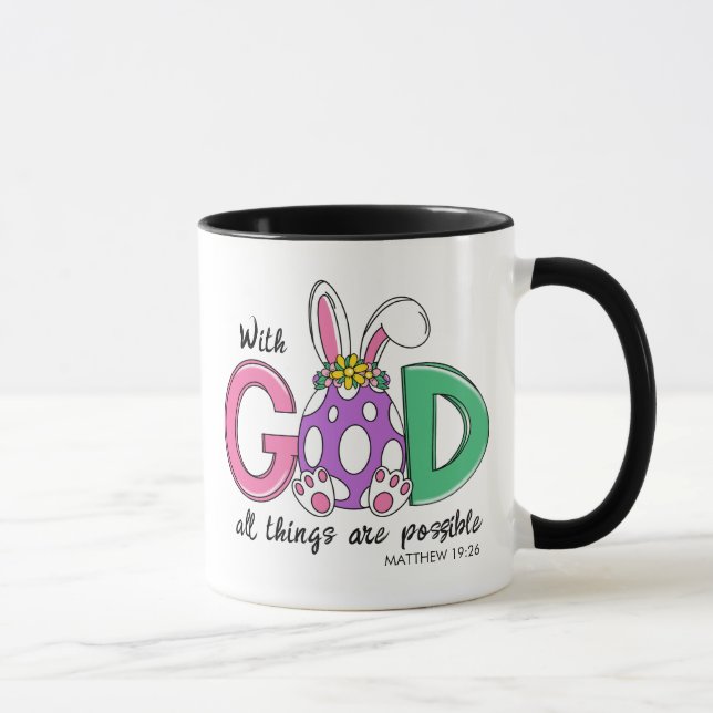 Caneca de Café da Páscoa Com Deus Todas as Coisas  (Direita)