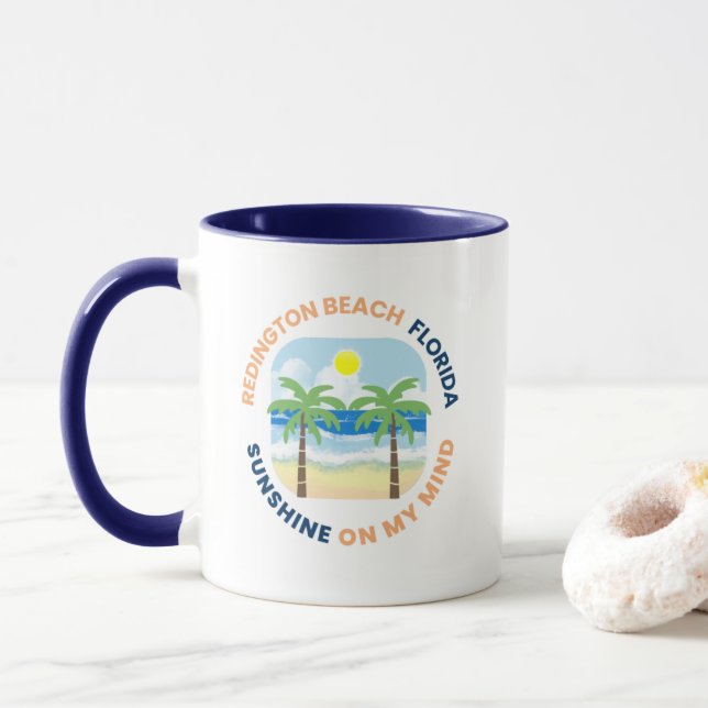 Caneca de Café da Praia de Redington Florida (Com Donut)