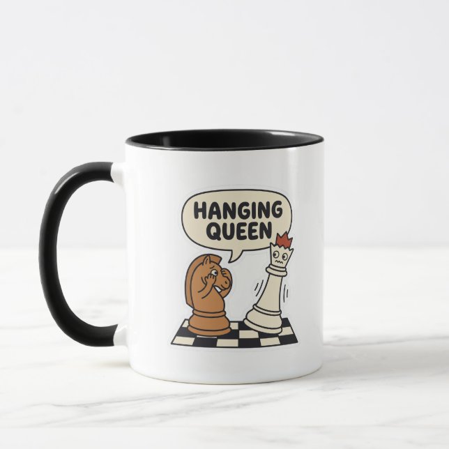 Caneca de Café da Rainha Pendurada de Xadrez Engra (Esquerda)