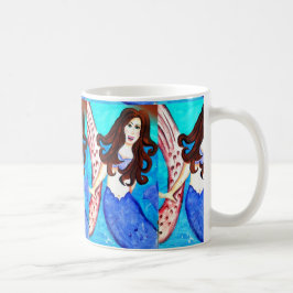 caneca de café da sereia-brunette