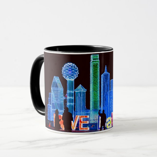 Caneca de café da skyline de Dallas (Frente Esquerda)