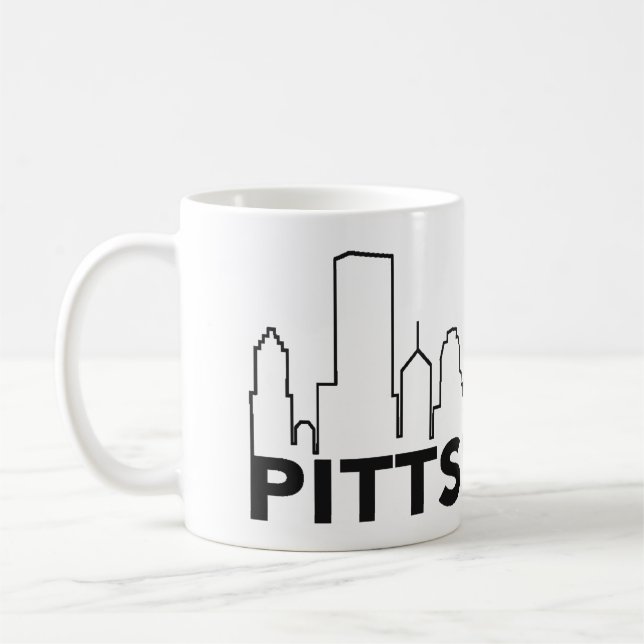 Caneca de café da skyline de Pittsburgh (preto) (Esquerda)